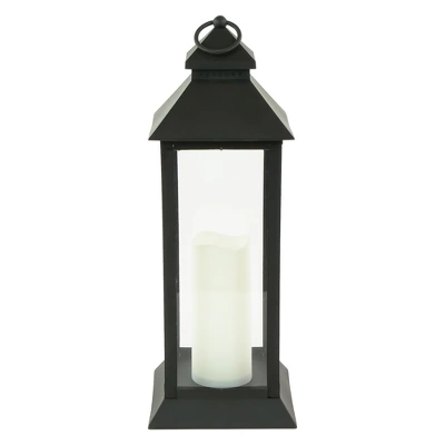 Northlight 15" LED Battery Operated Black Lantern With Flameless Candle 3 Northlight 15" LED Battery Operated Black Lantern With Flameless Candle - Image 3