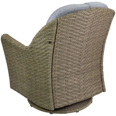 Northlight 34" Gray Resin Wicker Deep Seated Glider Chair With Gray Cushions 4 Northlight 34" Gray Resin Wicker Deep Seated Glider Chair With Gray Cushions - Image 4
