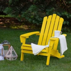 Northlight 36" Yellow Classic Folding Wooden Adirondack Chair