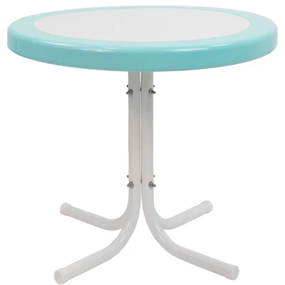 Northlight 22" Outdoor Retro Tulip Side Table, Blue And White 3 Northlight 22" Outdoor Retro Tulip Side Table, Blue And White - Image 3