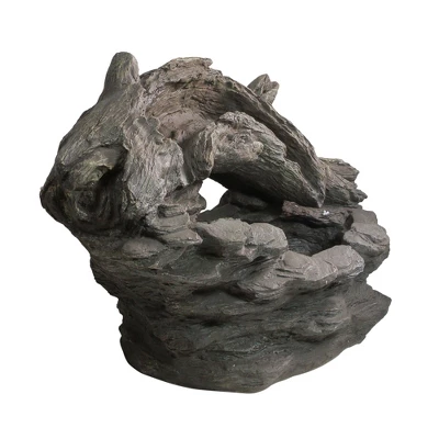 Northlight 27" Faux Wood And Rock Outdoor Garden Water Fountain 1 Northlight 27" Faux Wood And Rock Outdoor Garden Water Fountain