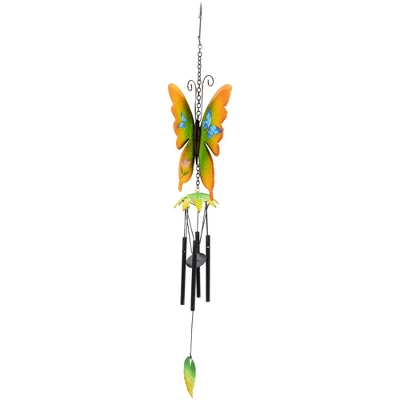 Northlight 15.75" Orange And Green Metal Butterfly Outdoor Garden Windchime 3 Northlight 15.75" Orange And Green Metal Butterfly Outdoor Garden Windchime - Image 3