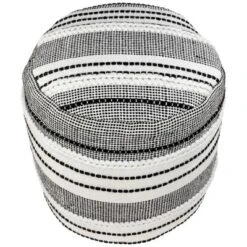Northlight 18" White And Black Striped Outdoor Woven Pouf Ottoman 7 Northlight 18" White And Black Striped Outdoor Woven Pouf Ottoman -Northlight GUEST eaac15e9 4af7 449a ae98 8ac47da3a22d