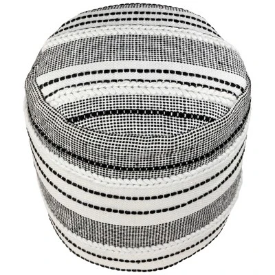 Northlight 18" White And Black Striped Outdoor Woven Pouf Ottoman 3 Northlight 18" White And Black Striped Outdoor Woven Pouf Ottoman - Image 3