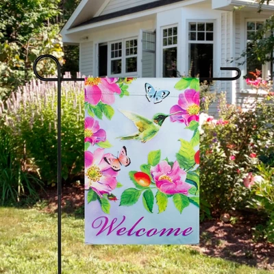 Northlight Welcome Hummingbird Floral Outdoor Garden Flag 12.5" X 18" 2 Northlight Welcome Hummingbird Floral Outdoor Garden Flag 12.5" X 18" - Image 2