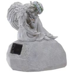 Northlight 9.25" Gray Solar Powered "Welcome To Our Garden" Angel Outdoor Garden Statue -Northlight GUEST f260e78b 3d6f 4648 ba5e 21e03a9ed2b8
