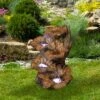 Northlight 21.75" LED Lighted Wood Design Outdoor Garden Water Fountain