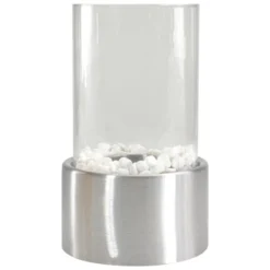 Northlight 10.5" Bio Ethanol Round Portable Tabletop Fireplace With Silver Base -Northlight GUEST fb669762 8fdc 4ebe a0a9 5c1225574db7